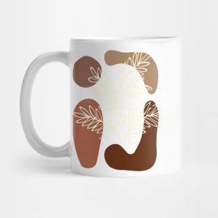 Minimal Modern  Abstract Shapes White leaves Warm Tones  Design Mug